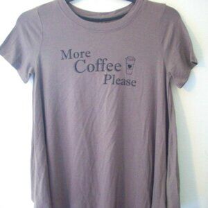 Any Body MORE COFFEE PLEASE Brown Top XS NEW